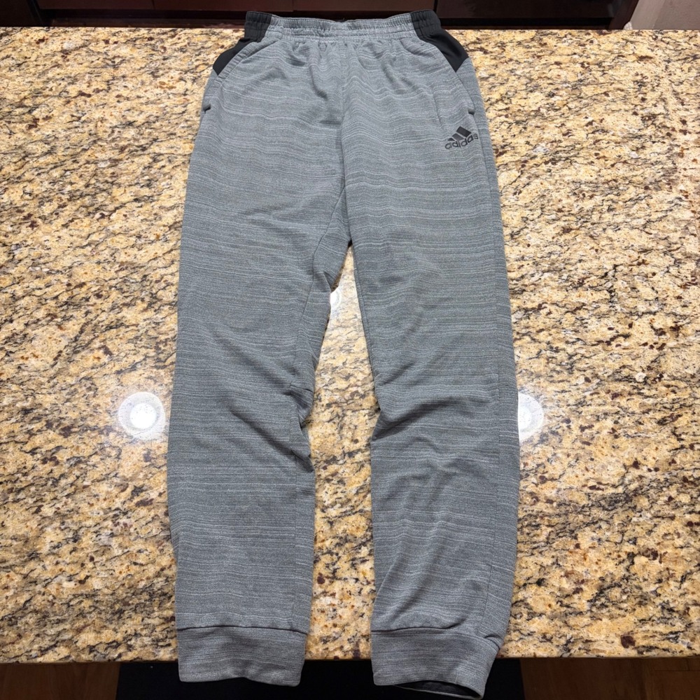 Adidas Mens Small Gray Space Dye Joggers Athletic Sweatpants Training Pants
